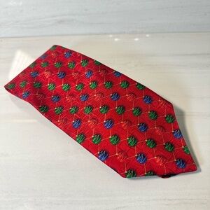 Red and Green Silk Patterned Tie
